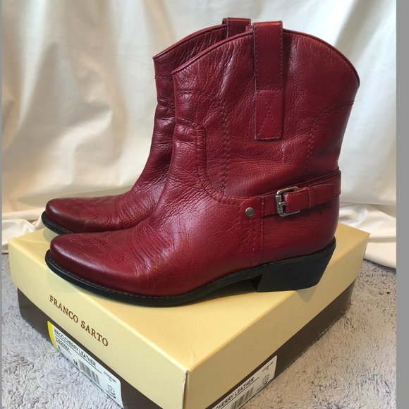 Franco Sarto Shoes - Franco Sarto Waco Cherry Leather Pull on Western Boots Women's sz 8M